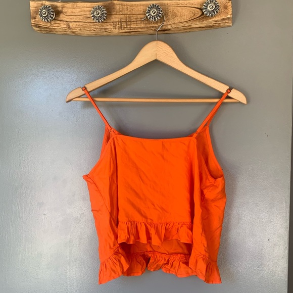 NWOT Abound Flowing Baggy Ruffle Orange Tank Top Sleeveless Shirt - Size Large - Picture 3 of 3